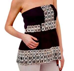 NWT HD in Parish Black Strapless Top Peplum 8 Anthropologie Straps Included